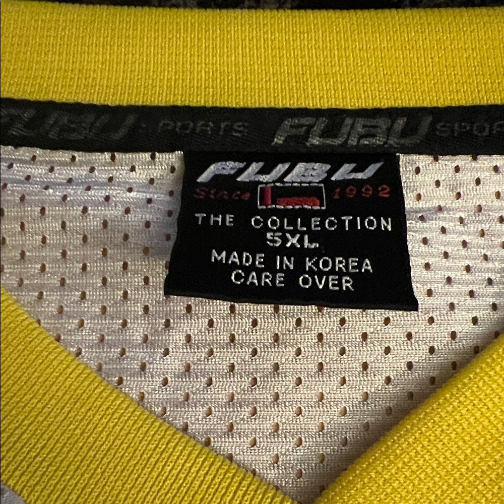 FUBU White Mesh Jersey with Yellow Trim